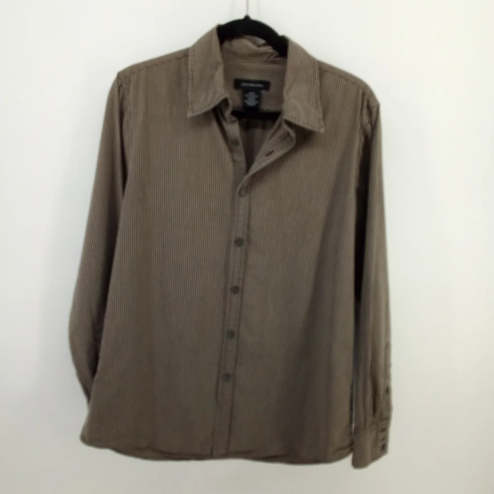 Calvin Klein Jeans Button Up Brown Black Stripe Shirt Small - Picture 2 of 7